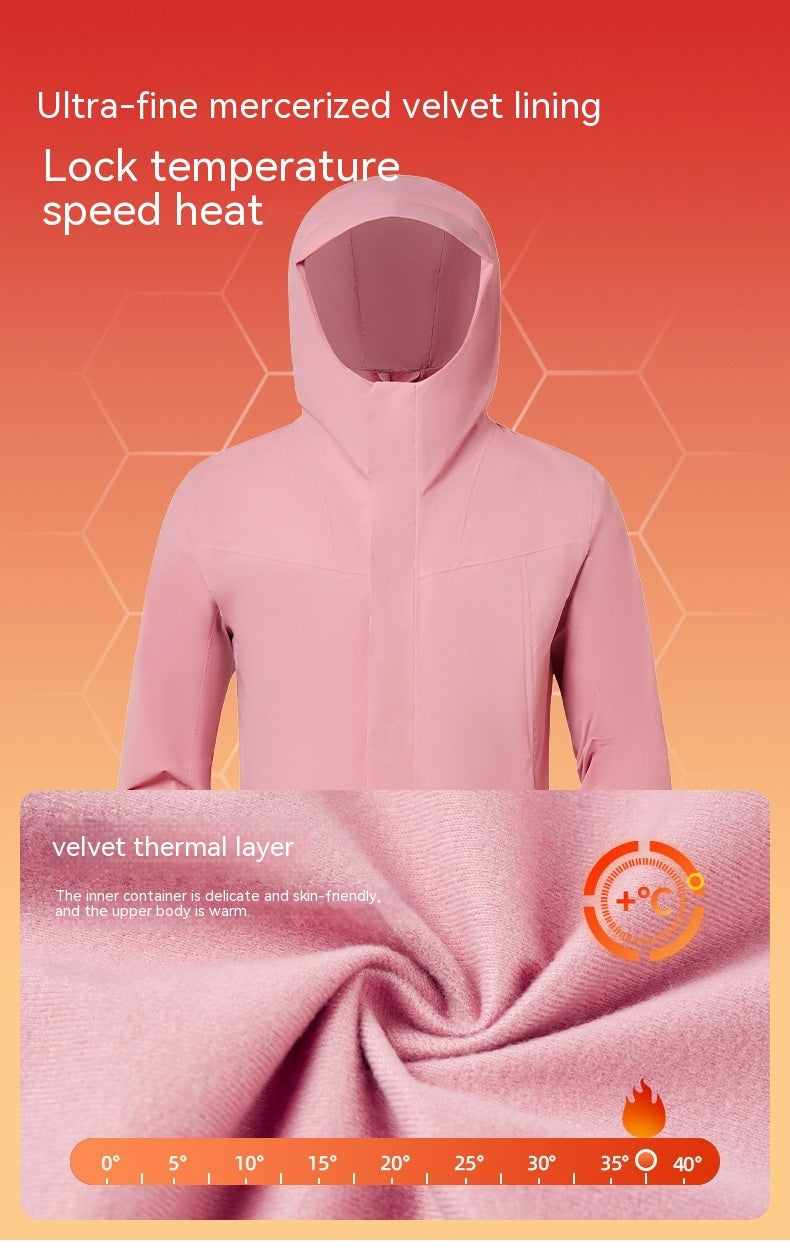 Autumn Winter Wool-Lined Soft Shell Jacket – Windproof & Reflective