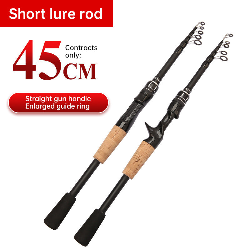 Telescopic Carbon Fishing Rod Baitcasting Rotary Wooden Handle