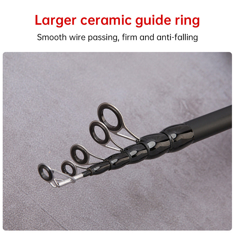Telescopic Carbon Fishing Rod Baitcasting Rotary Wooden Handle