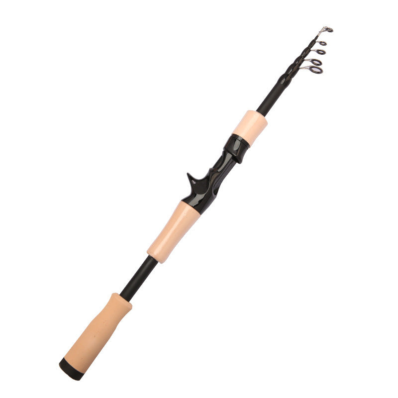 Telescopic Carbon Fishing Rod Baitcasting Rotary Wooden Handle