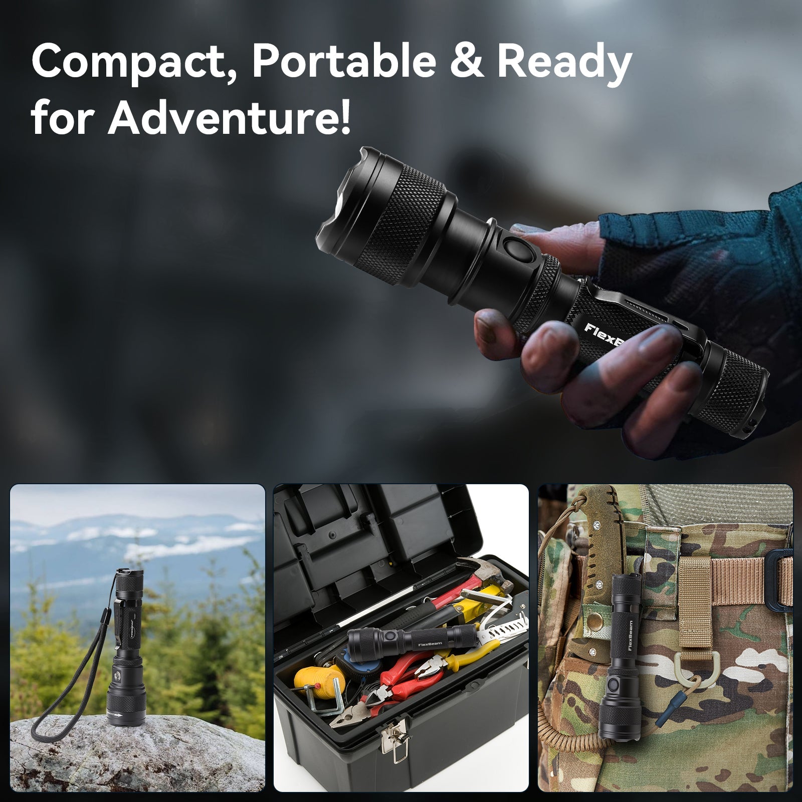 1200LM Zoom Hunting Flashlight – 700M Range, Gun & Bike Mount