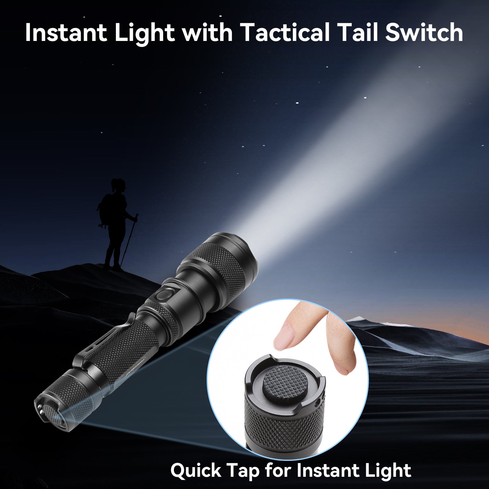 1200LM Zoom Hunting Flashlight – 700M Range, Gun & Bike Mount