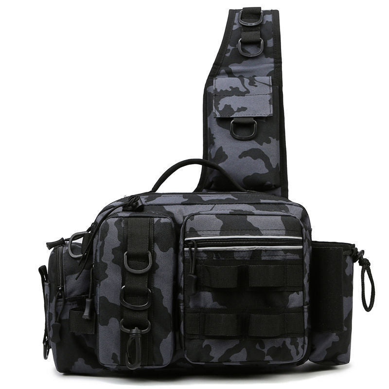 Mens Fishing Backpack with Bait Box Pole Holder Storage