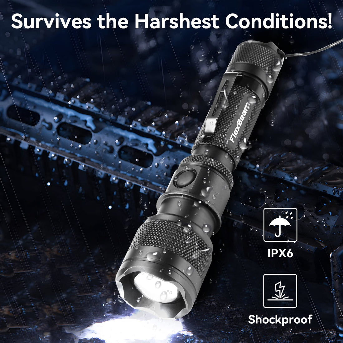 1200LM Zoom Hunting Flashlight – 700M Range, Gun & Bike Mount