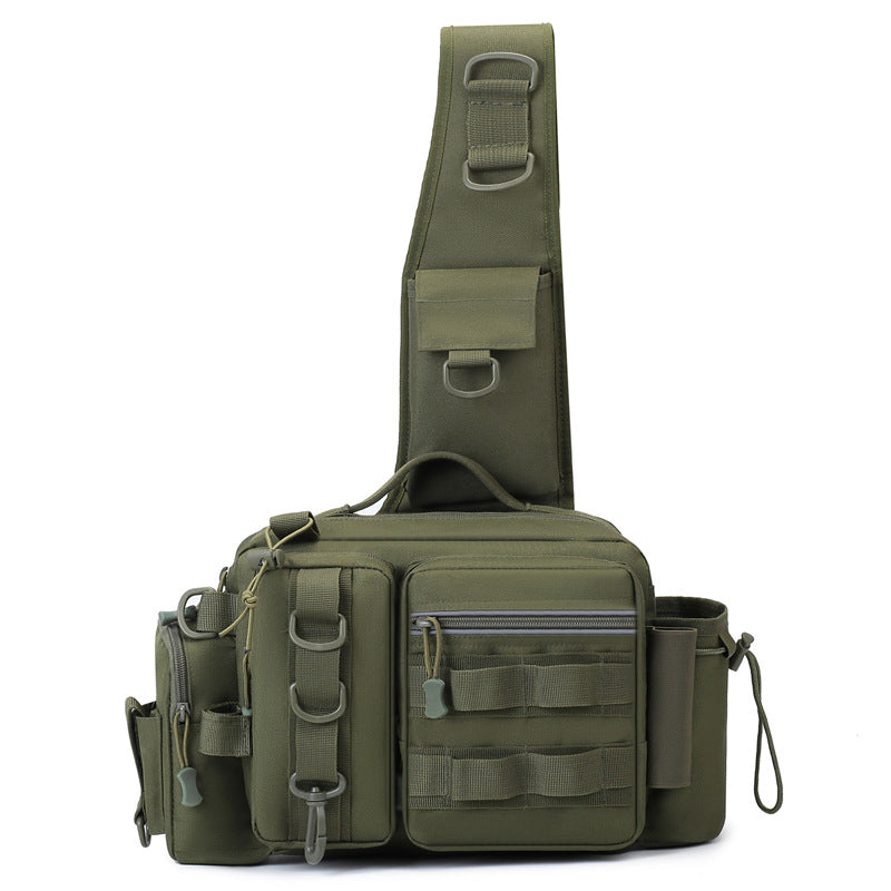 Mens Fishing Backpack with Bait Box Pole Holder Storage