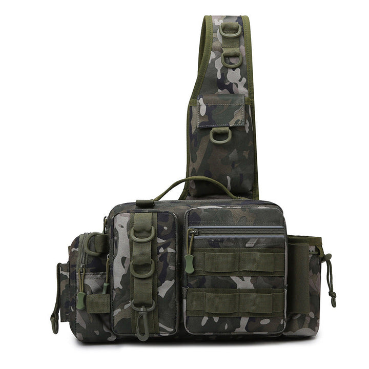 Mens Fishing Backpack with Bait Box Pole Holder Storage