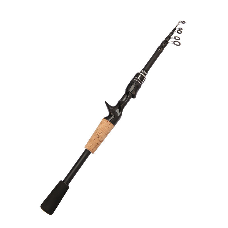 Telescopic Carbon Fishing Rod Baitcasting Rotary Wooden Handle
