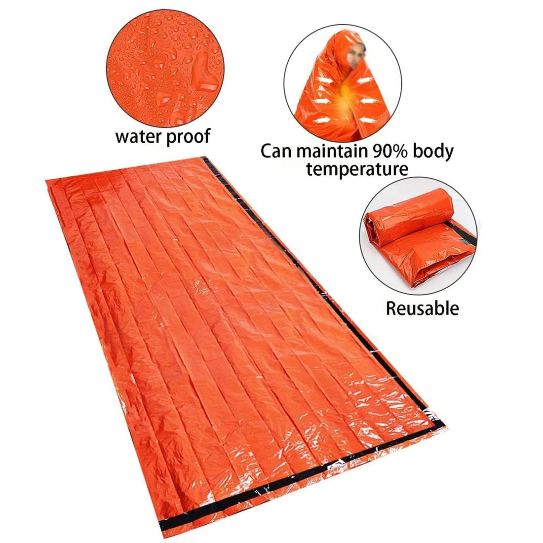 Portable Waterproof Emergency Sleeping Bag Thermal Mylar Survival Gear