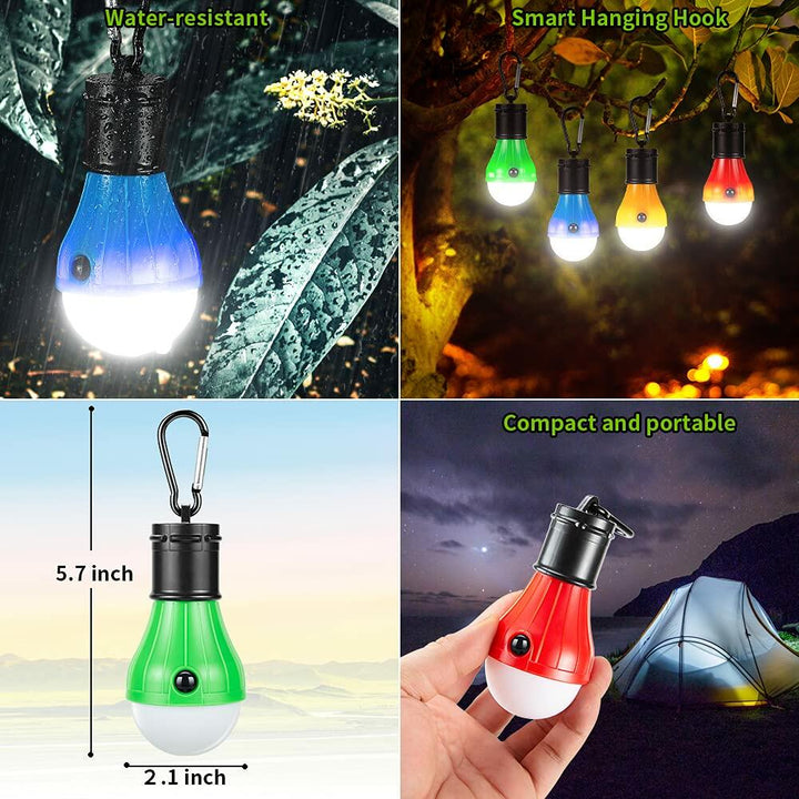 Portable LED Camping Lantern 4 Pack Emergency Light for Hiking